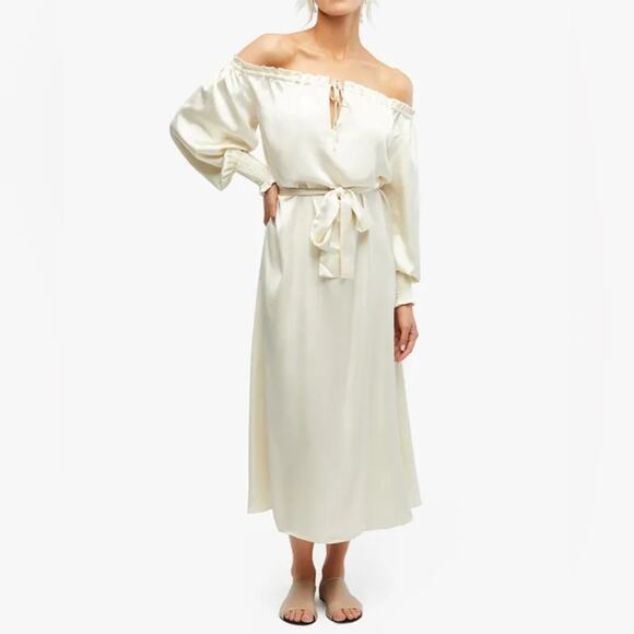 WeWoreWhat Move Me Off the Shoulder Silky Maxi IVORY small - Picture 1 of 6